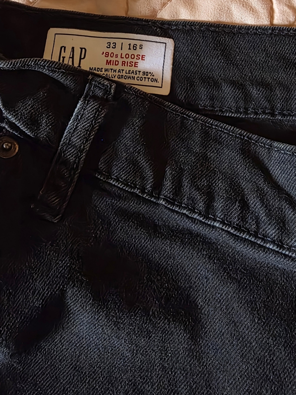 GAP '90s Loose Mid Rise Cargo Wide Leg Black Jeans